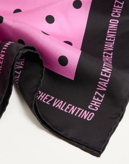 Valentino Silk Scarf In Black/fuchsia