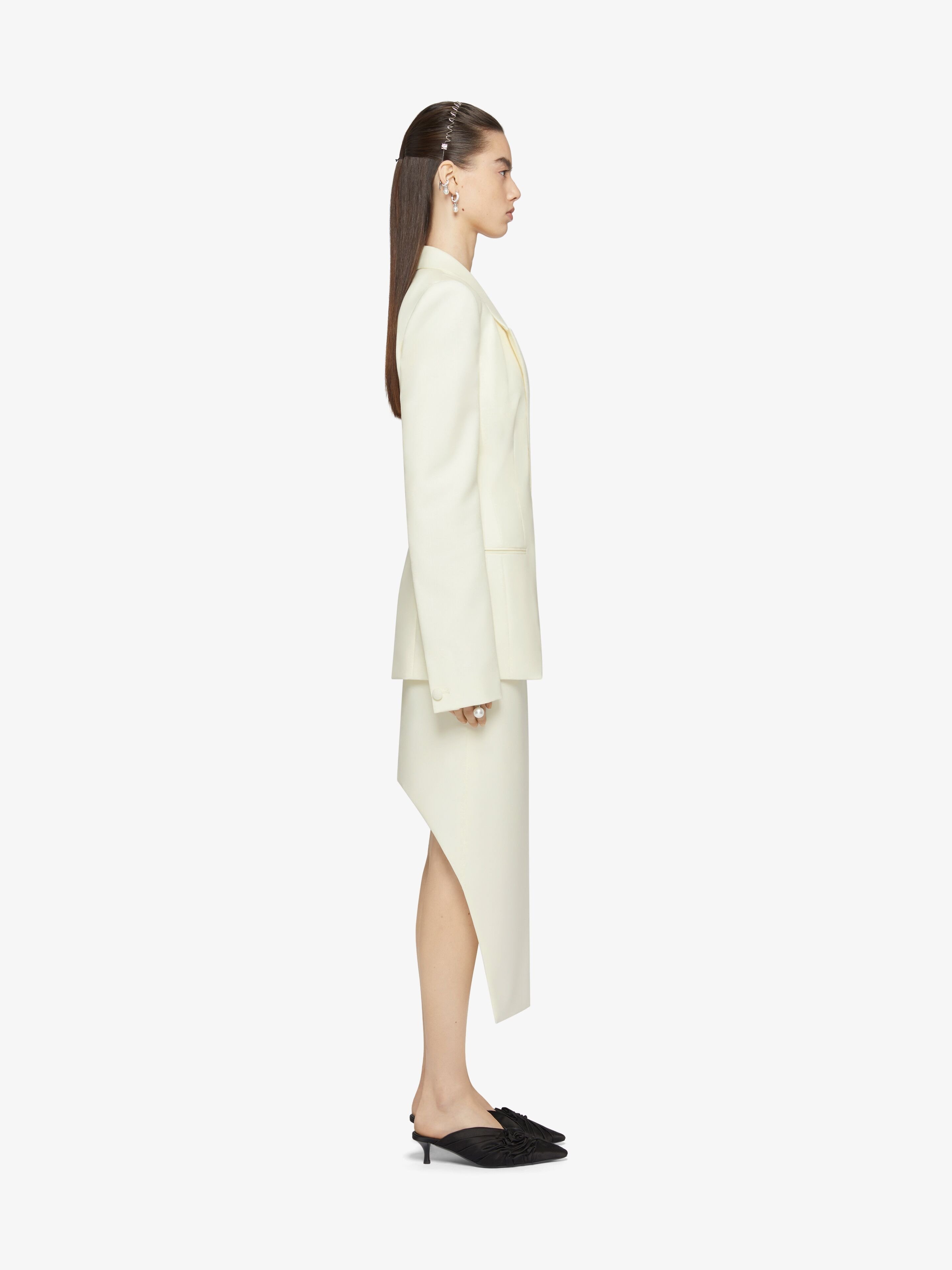 Shop Givenchy Slim Fit Jacket In Wool And Mohair With Satin Collar In White