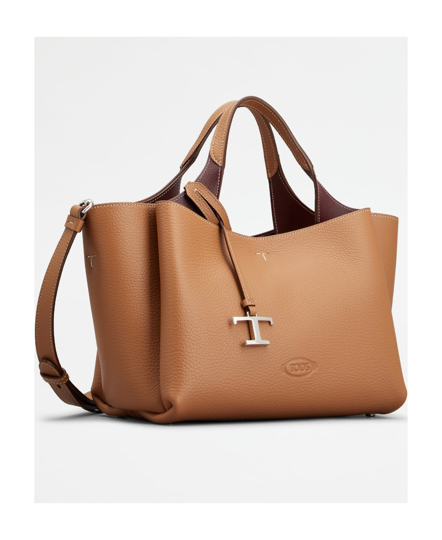 Tod's Mini Leather Shopping Bag In Brown