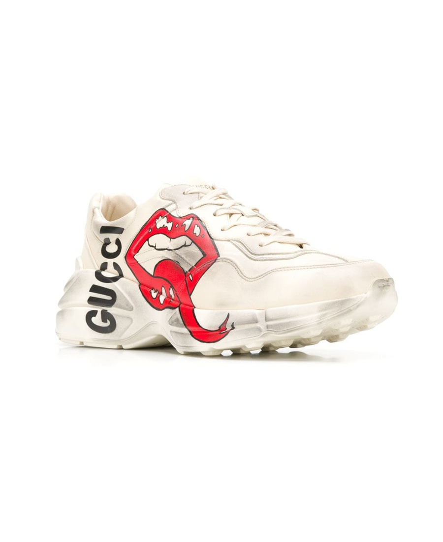 Gucci Rhyton Sneaker With Mouth Print In White