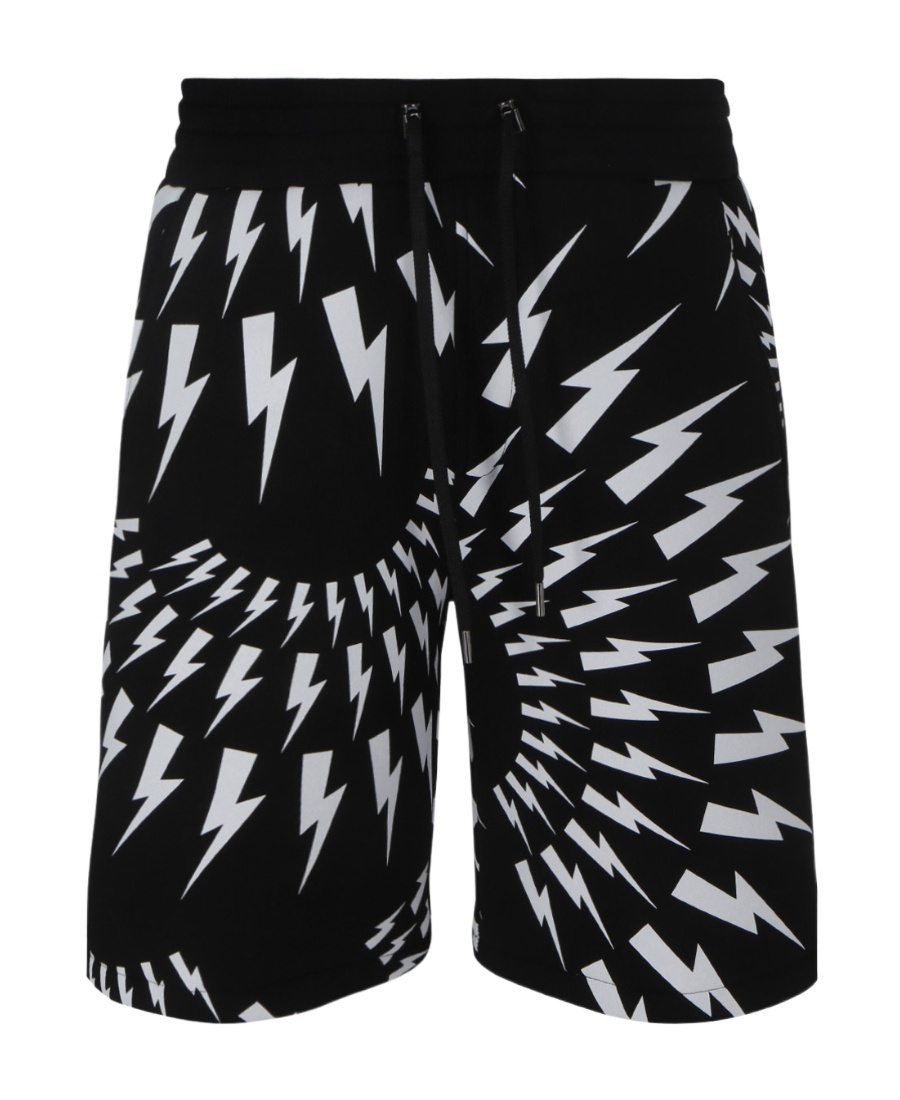 Neil Barrett Thunderbolt-print Deck Shorts In Black