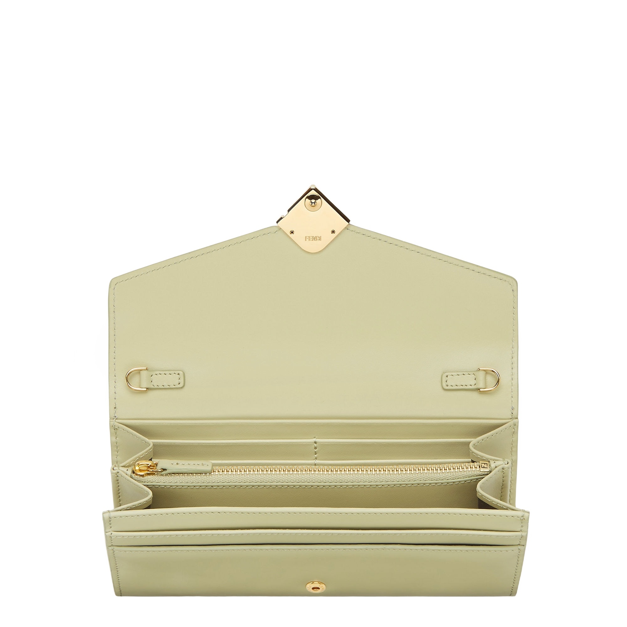 Fendi Green Leather Wallet In Green