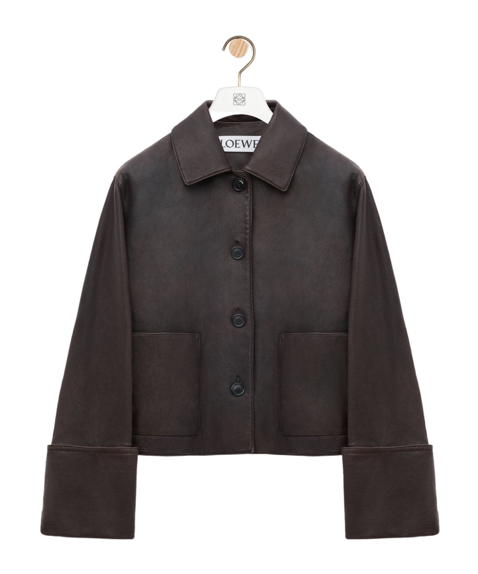 Loewe Turn-up Jacket In Nappa Lambskin In Brown