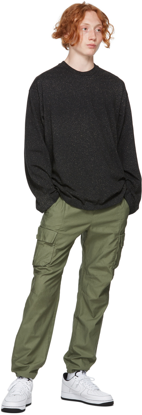 John Elliott Dark Washed Cargo Pants With Belt Loops In Green