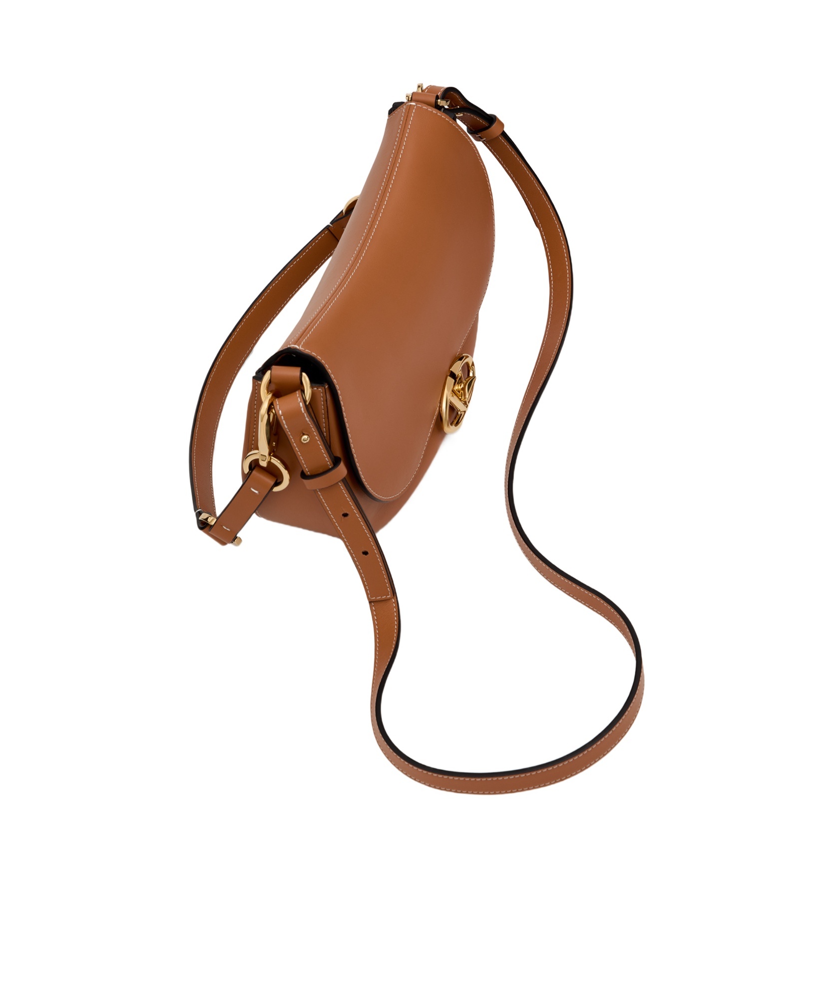 Valentino Small Saddle Handbag With Adjustable Strap And Gold-tone Hardware In Brown