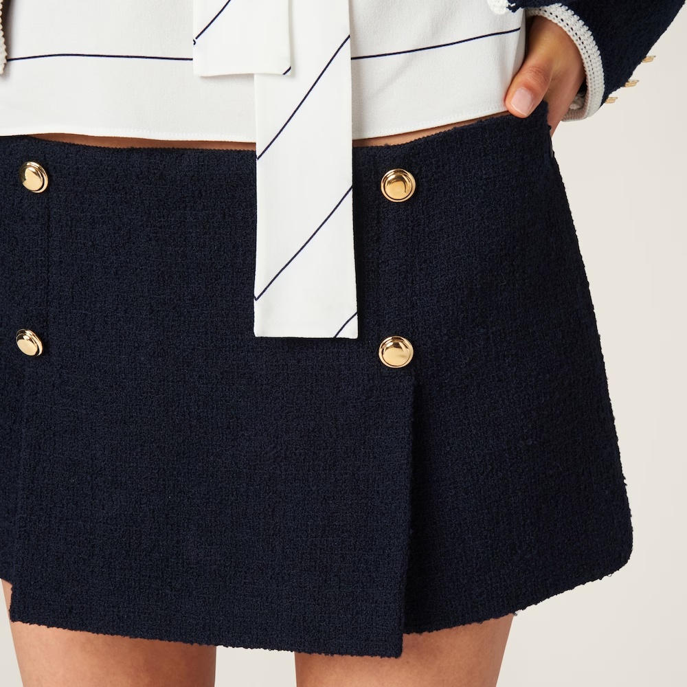 Miu Miu Emblem Wool Skirt In Black