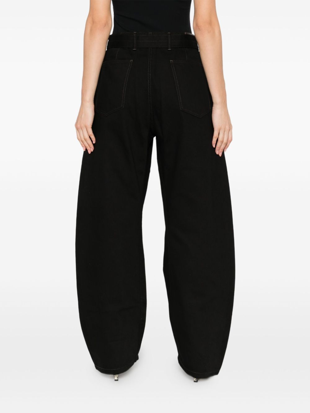 Lemaire Women Twisted Denim Cotton Jeans In Black