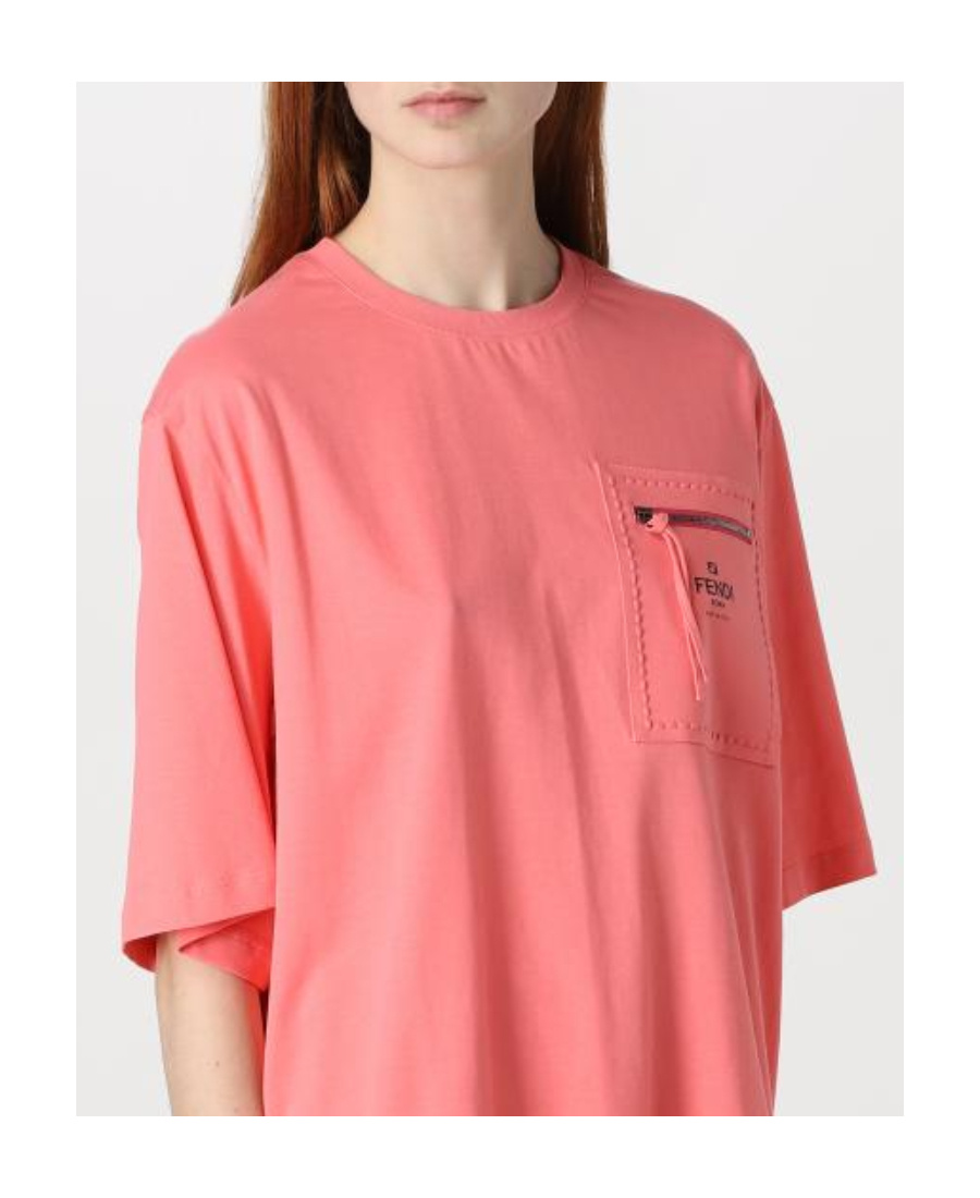 Fendi Short T-shirt With Round Neck And Short Sleeves In Pink