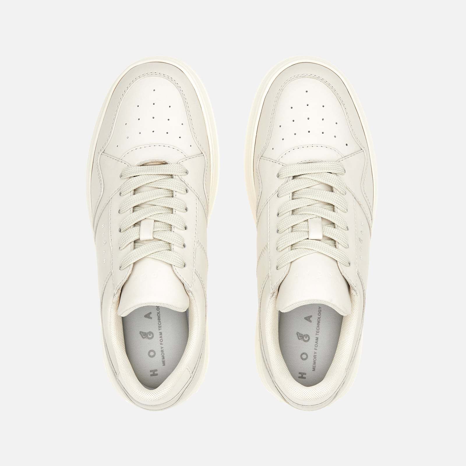 Hogan Calfskin Sneakers With Panel Design And Embossed Tongue In White