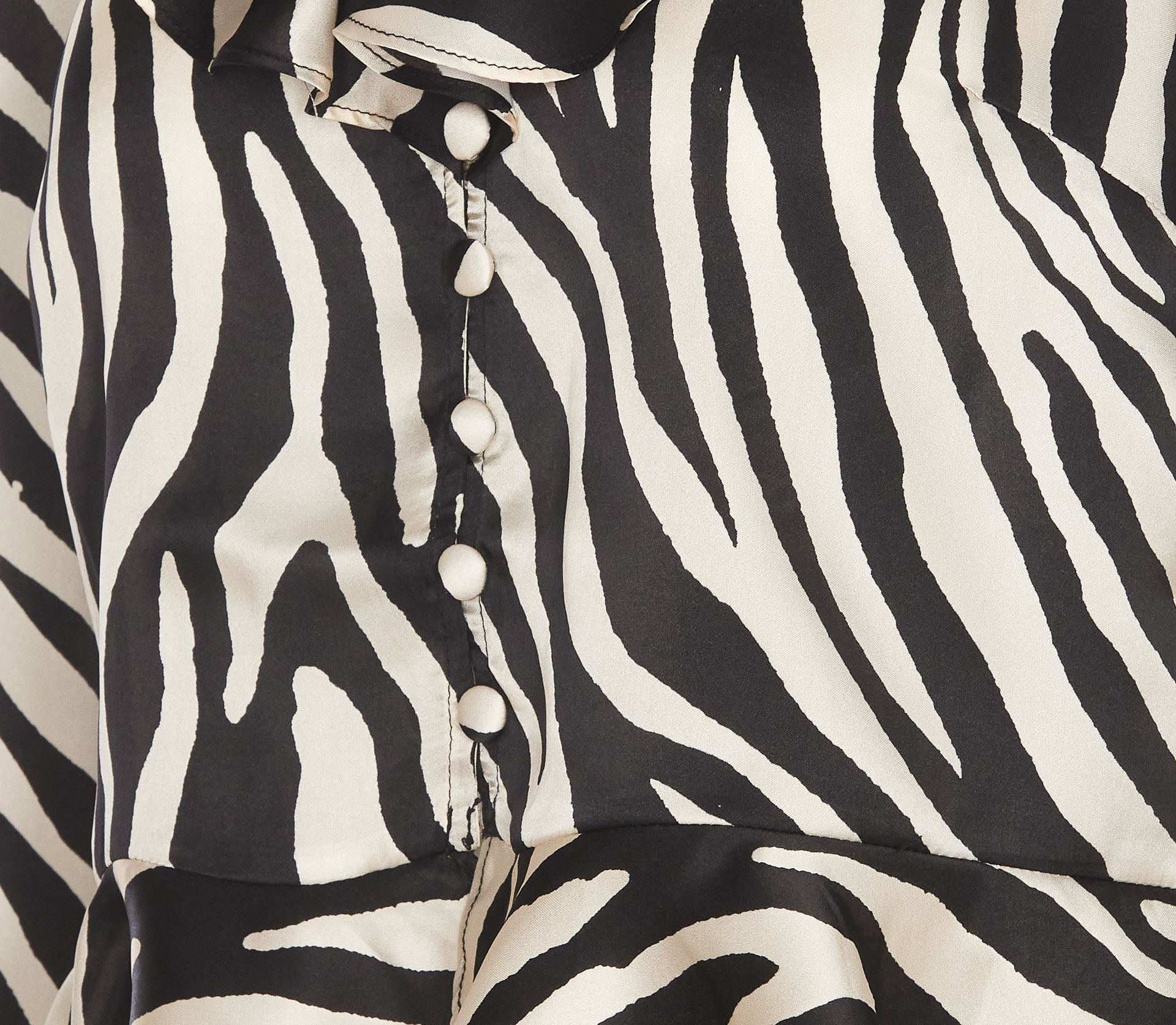 Shop Rixo London Rixo Atlas Zebra Printed Ruffled Blouse In Black