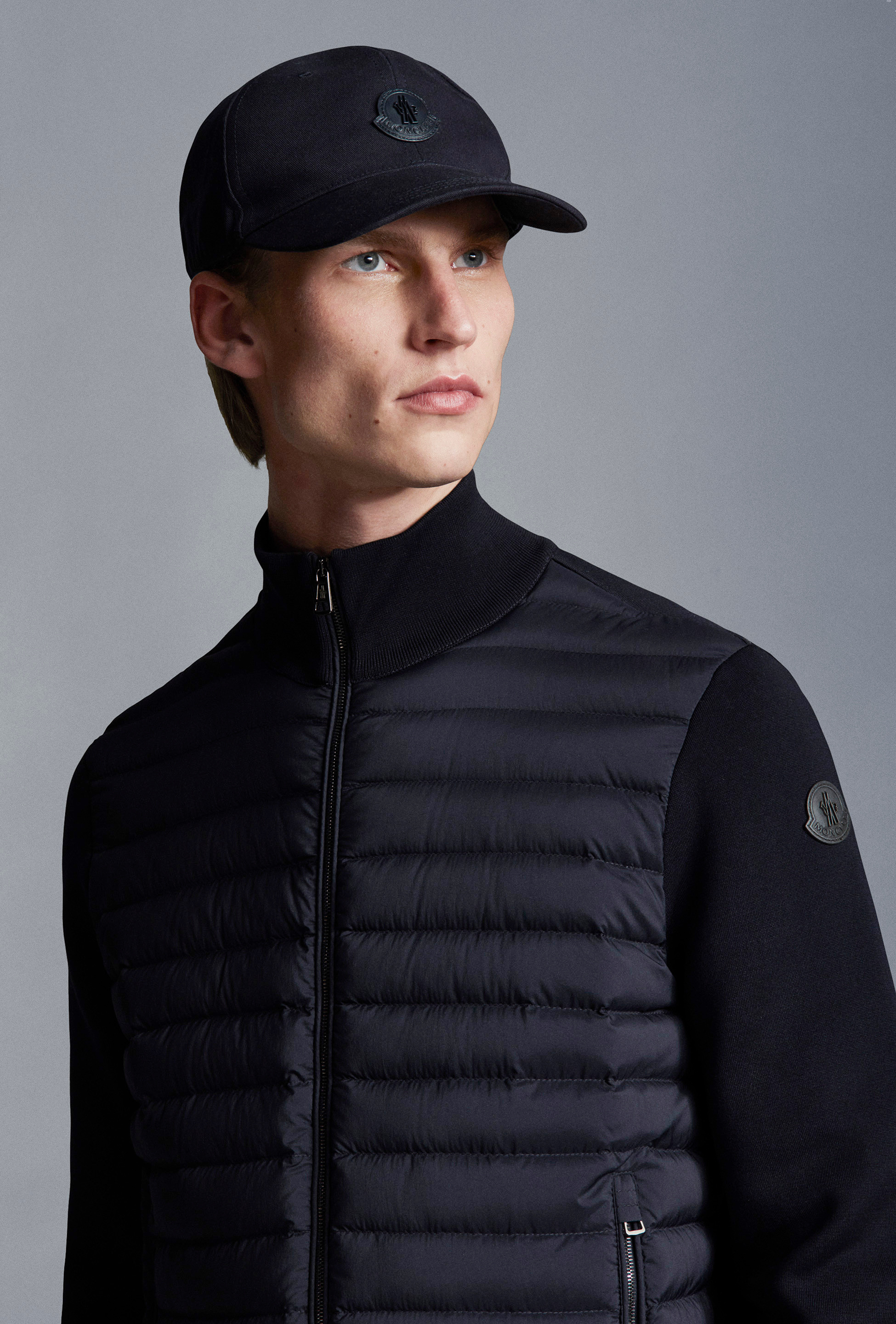 Moncler Padded Zip-up Cardigan Clothing In Blue