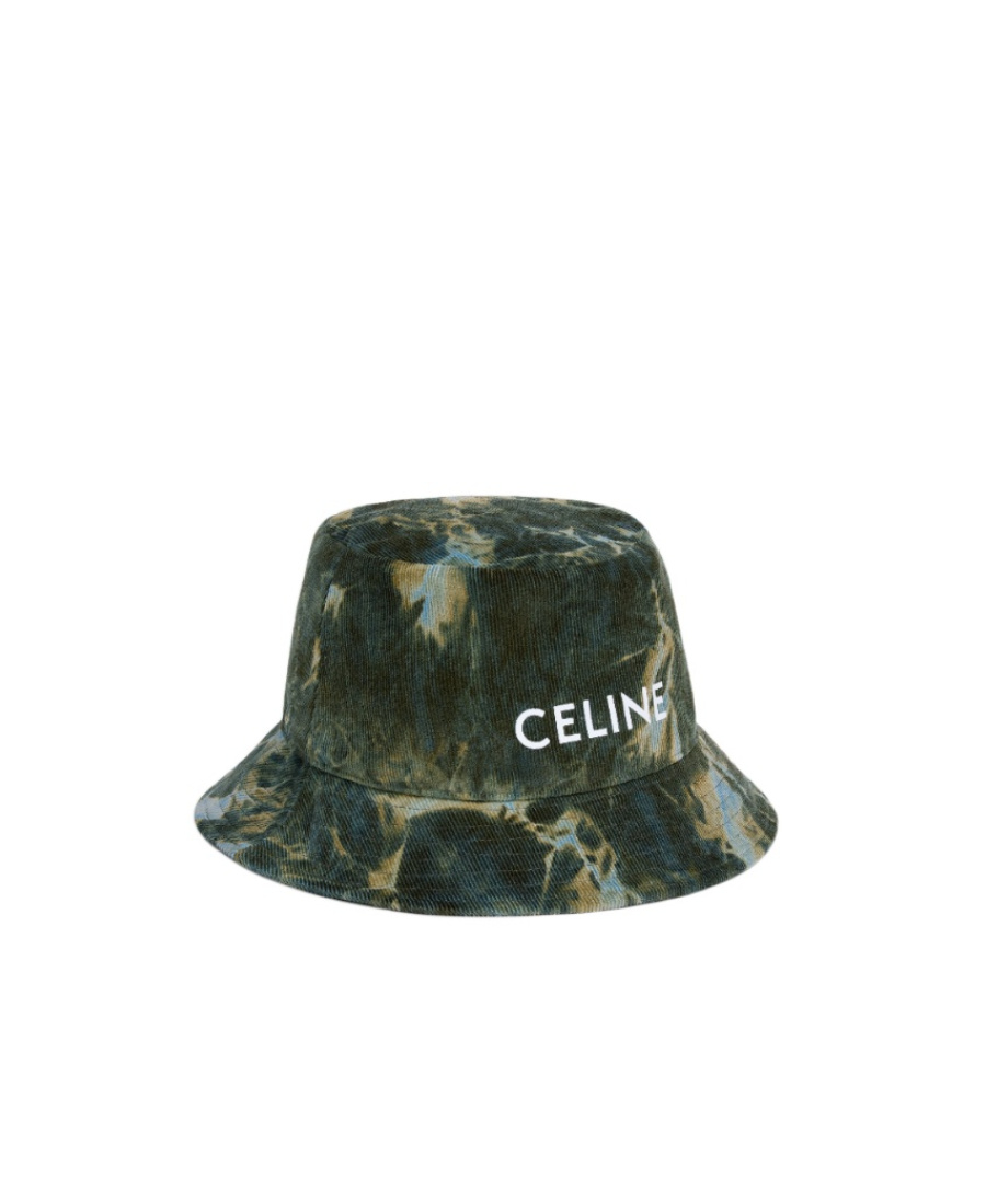 Celine Tie-dye Bucket Hat In Corduroy In Black
