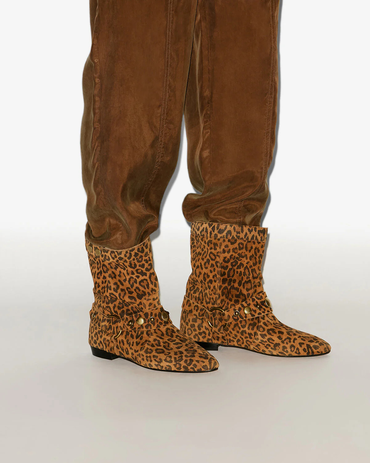 Isabel Marant Leopard Print Boots In Brown