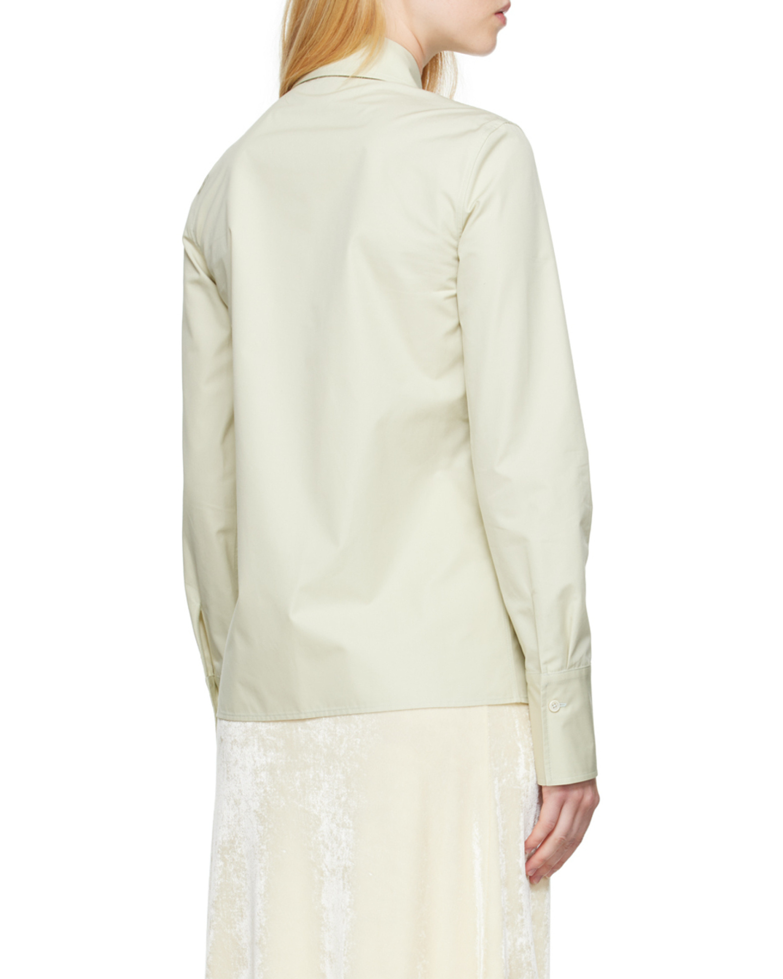 Jil Sander Pastel Green Poplin Oversize Shirt In Nude
