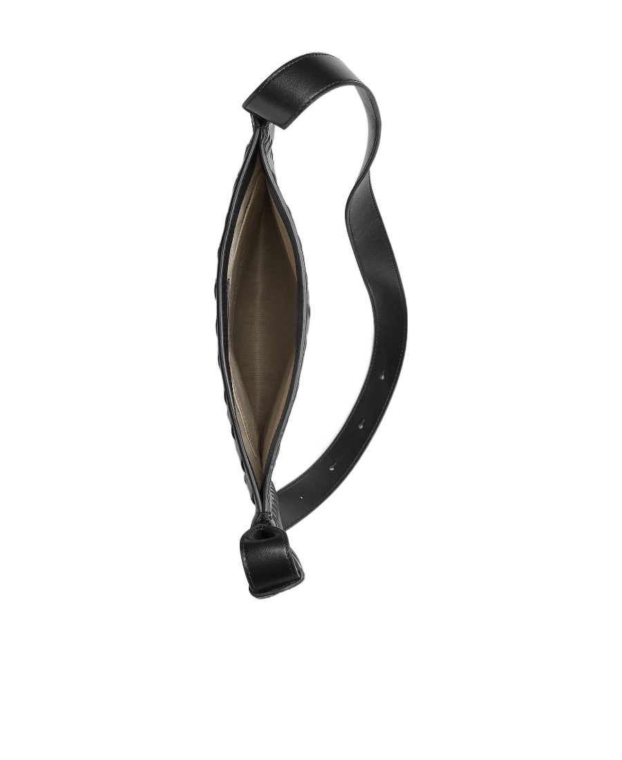 Bottega Veneta Intrecciato Leather Crossbody Bag In Black