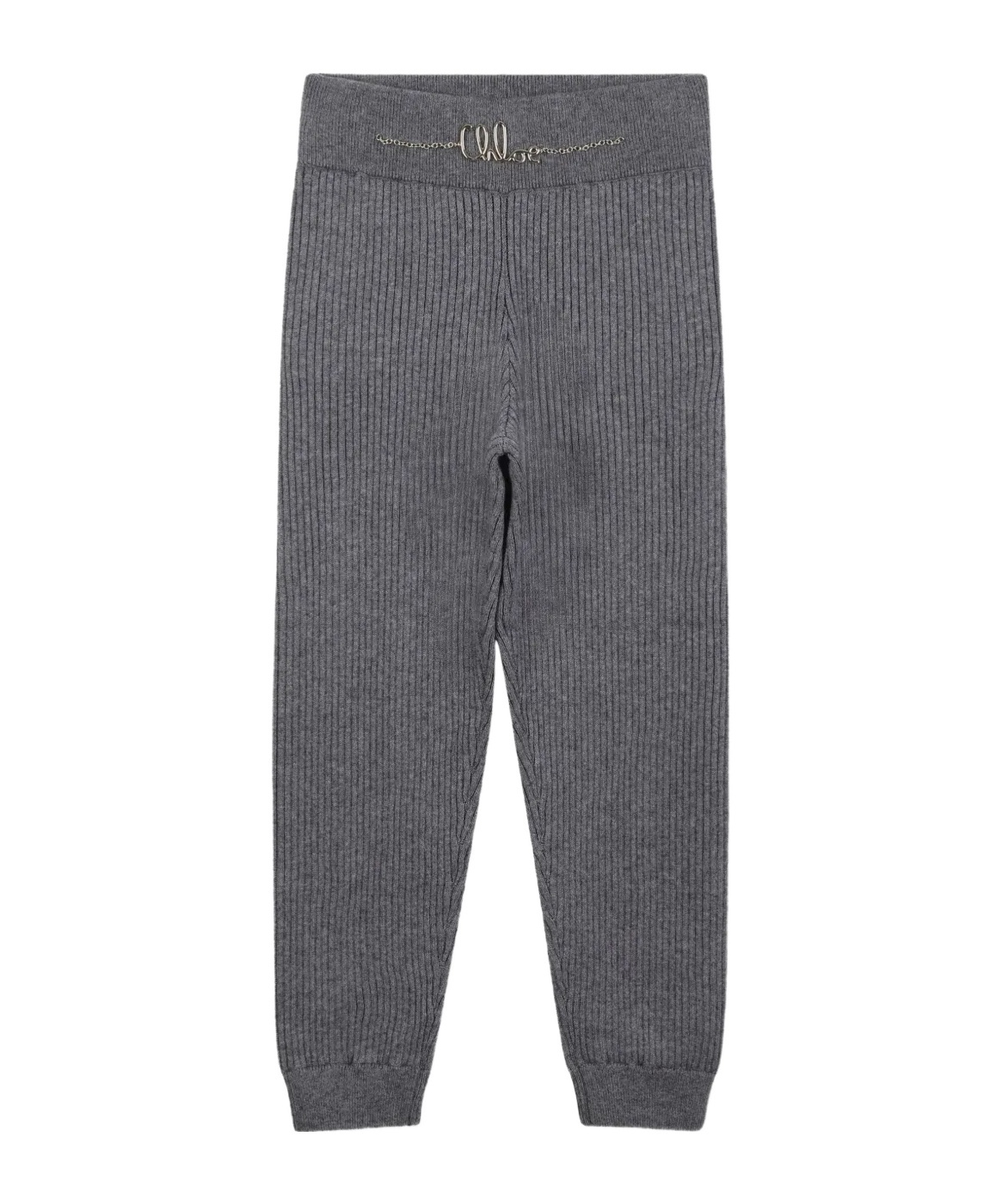 Chloé Ribbed-knit Trousers In Gray