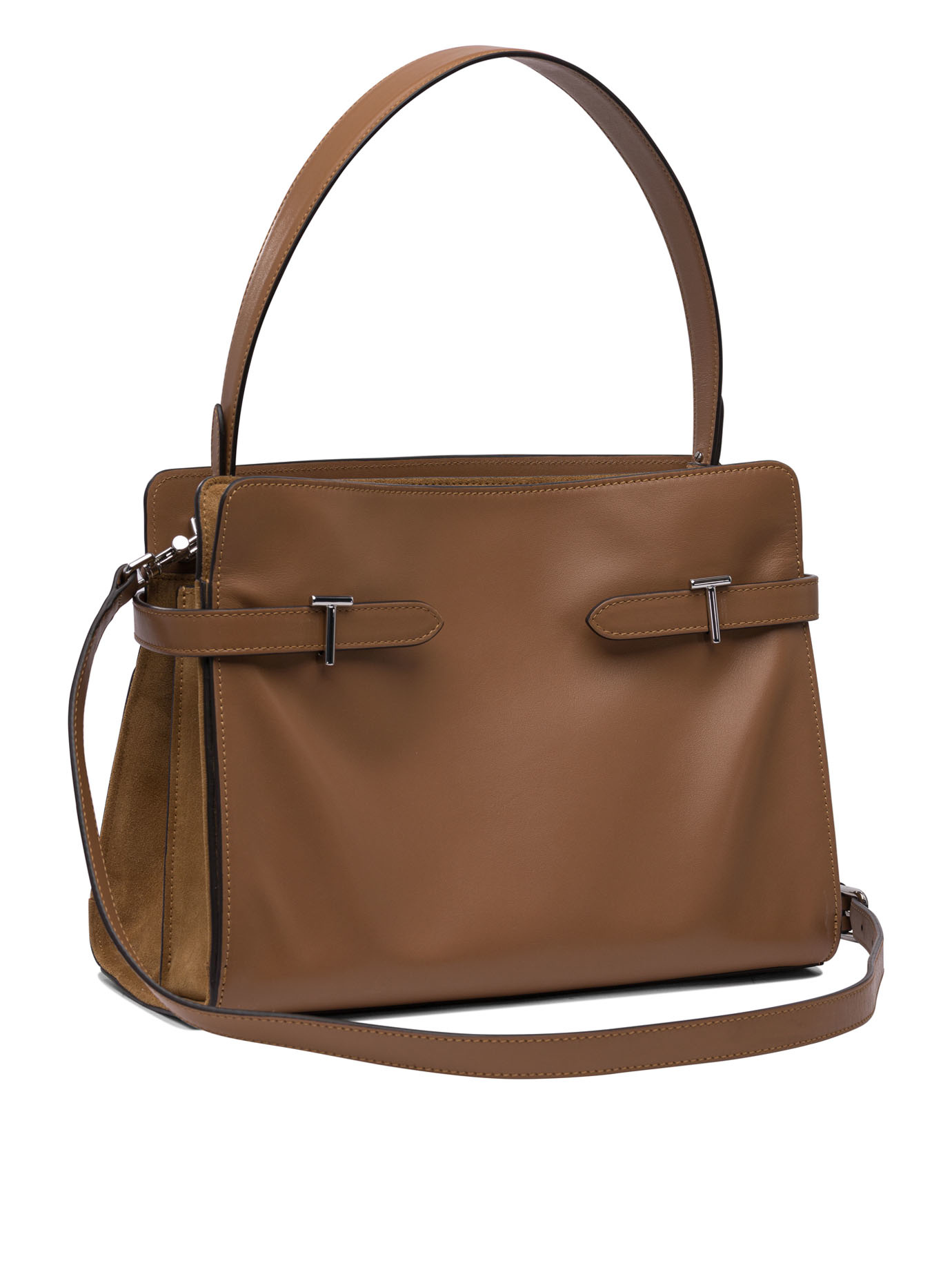 Le Tanneur Large Smooth And Nubuck Leather Shoulder Bag