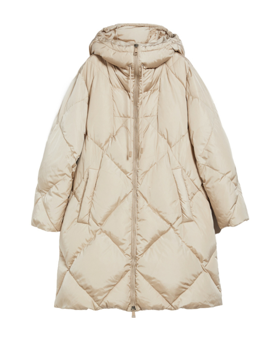 Weekend Max Mara Logo Long-sleeved Down Jacket In Nude