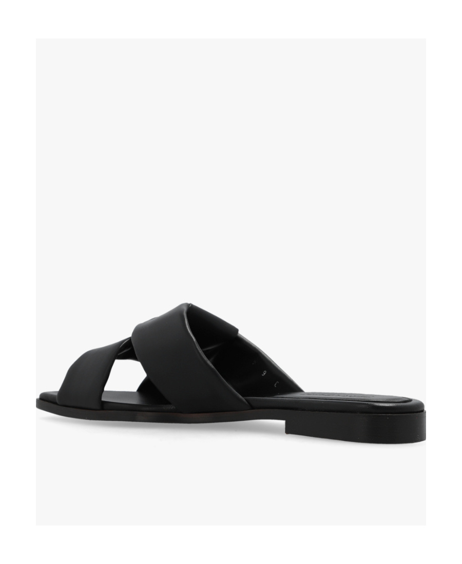 Ferragamo Alrai Origami Knot Slides In Nappa Leather In Black