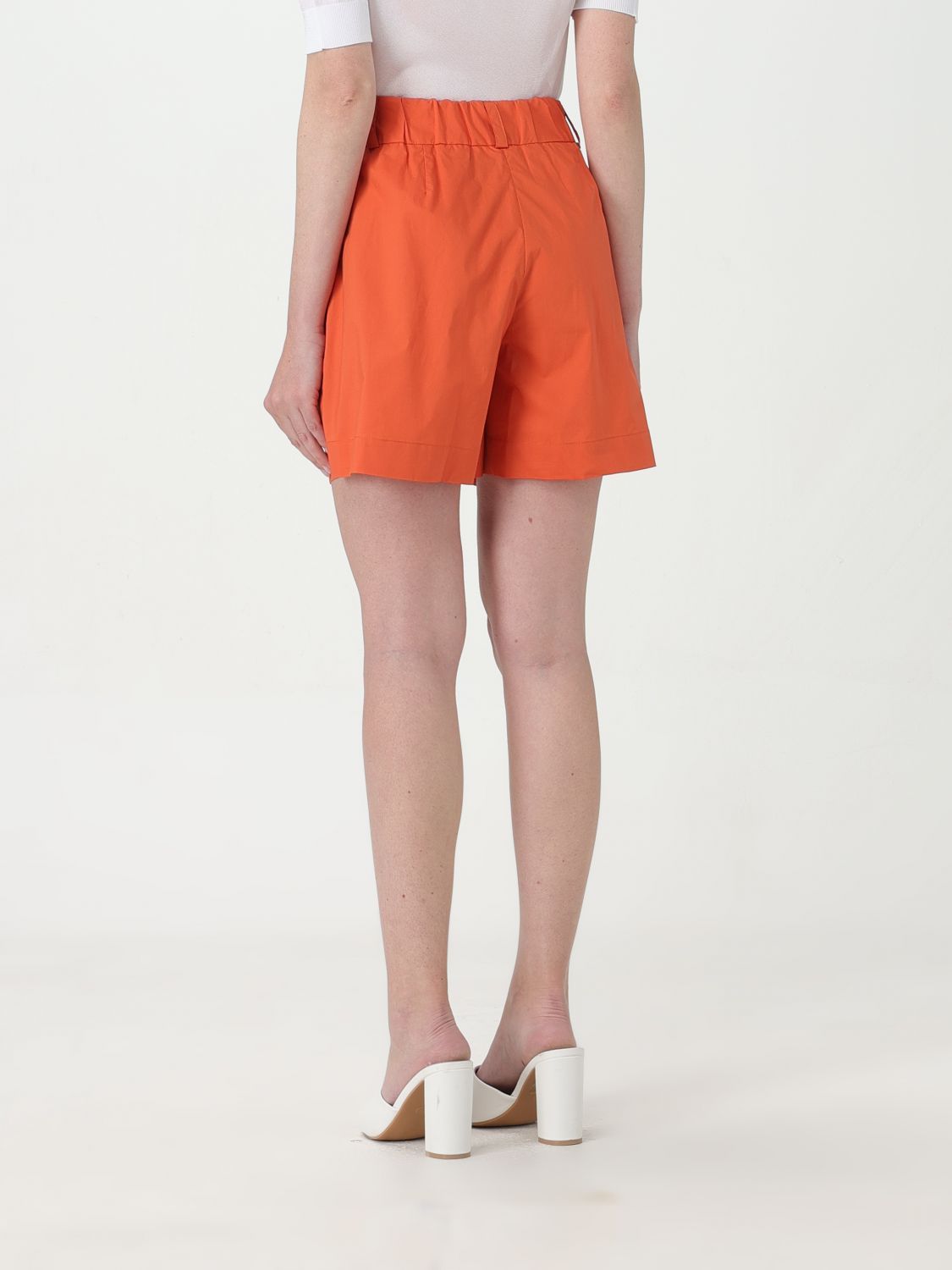 Woolrich Pleated High-waisted Shorts In Orange