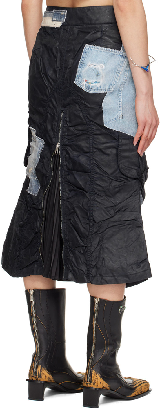 Andersson Bell Coated Midi Skirt In Navy Blue