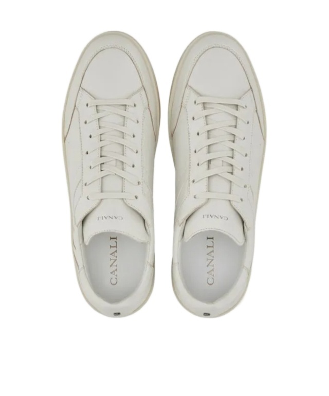 Canali Refined Sheep Skin Sneakers With Minimalist Aesthetic In White