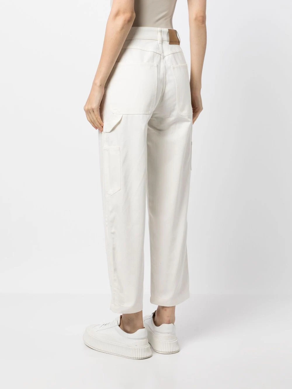 Shop Maison Kitsuné Belt Ring Denim Trousers In White