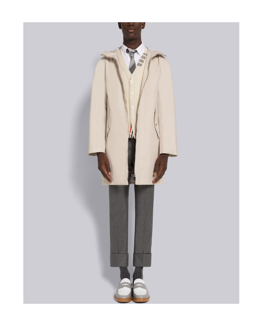 Thom Browne Hooded Cotton Parka In Nude
