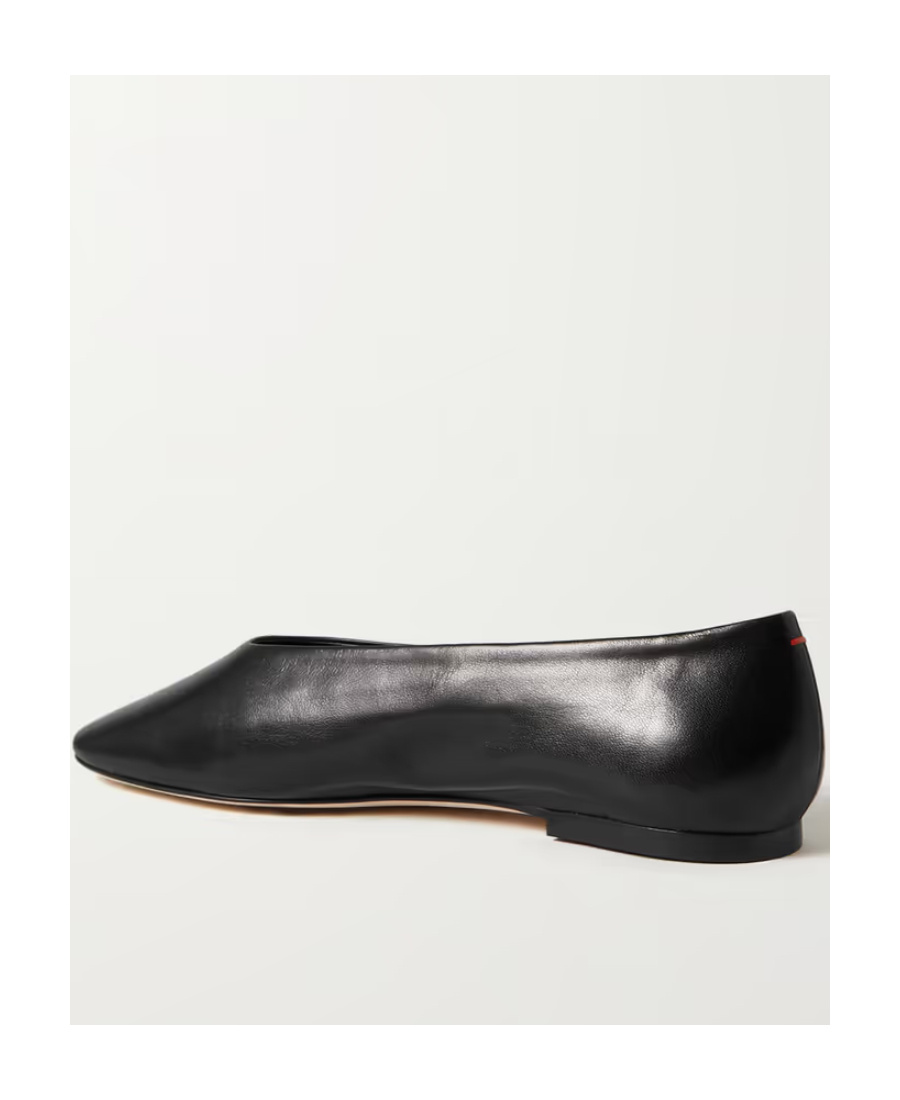 Aeyde Kirsten Leather Ballerina Shoes In Black