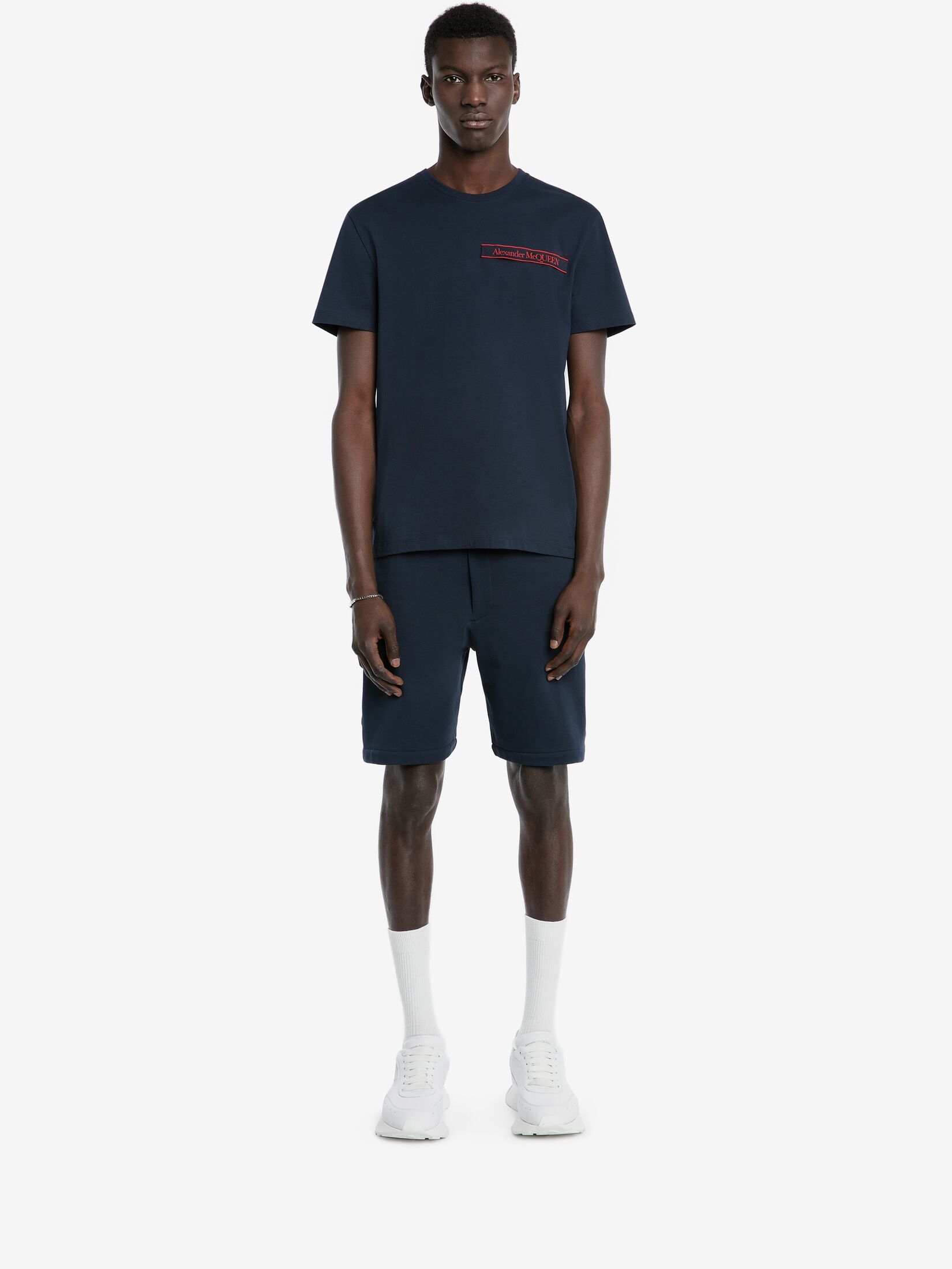 Alexander Mcqueen Logo-tape Track Shorts In Blue