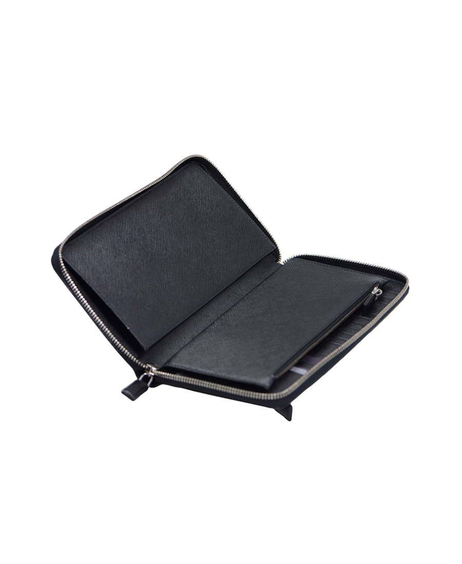 Prada Full Zipper Wallet In Black
