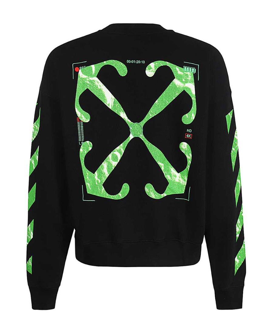 Off-white Diag-stripe Cotton Sweatshirt In Black