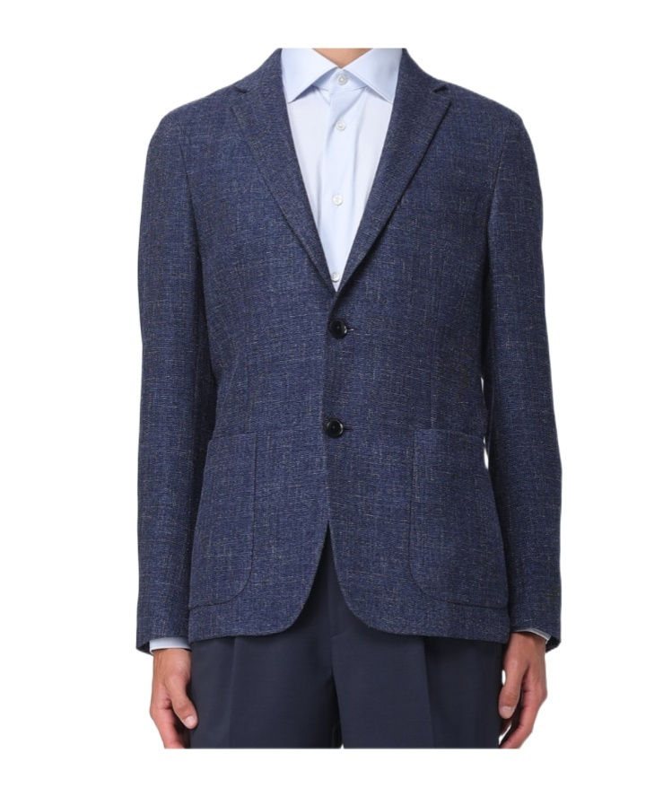 Zegna Long-sleeved Suit Jacket In Blue