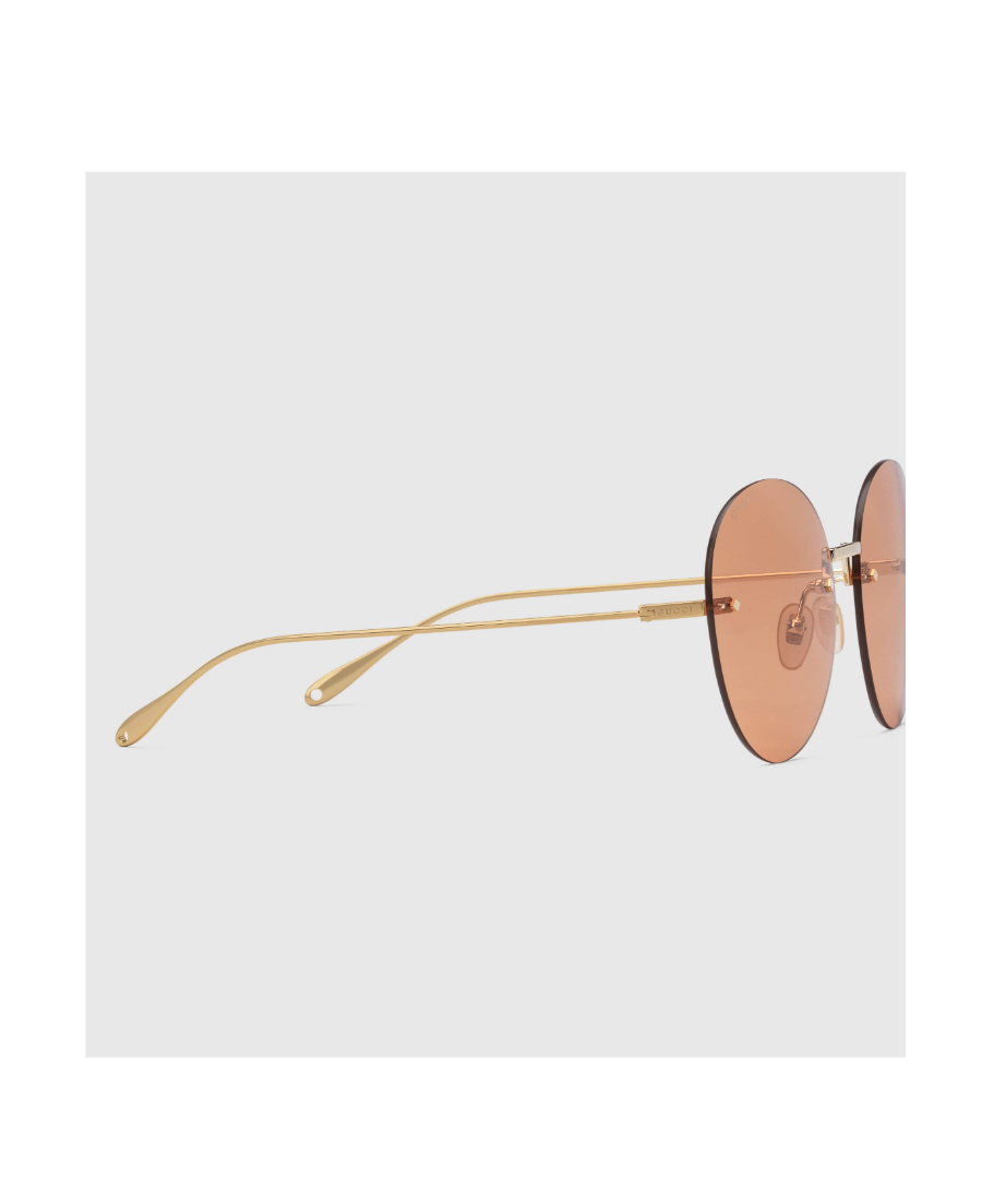 Gucci Round-frame Logo-charm Sunglasses In Nude