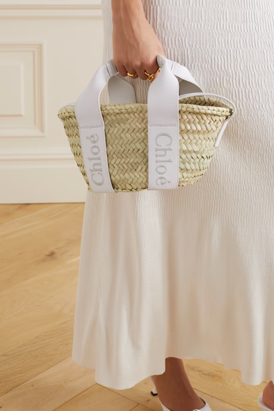 CHLOÉ SMALL CHLOÉ SENSE RAFFIA TOTE BAG
