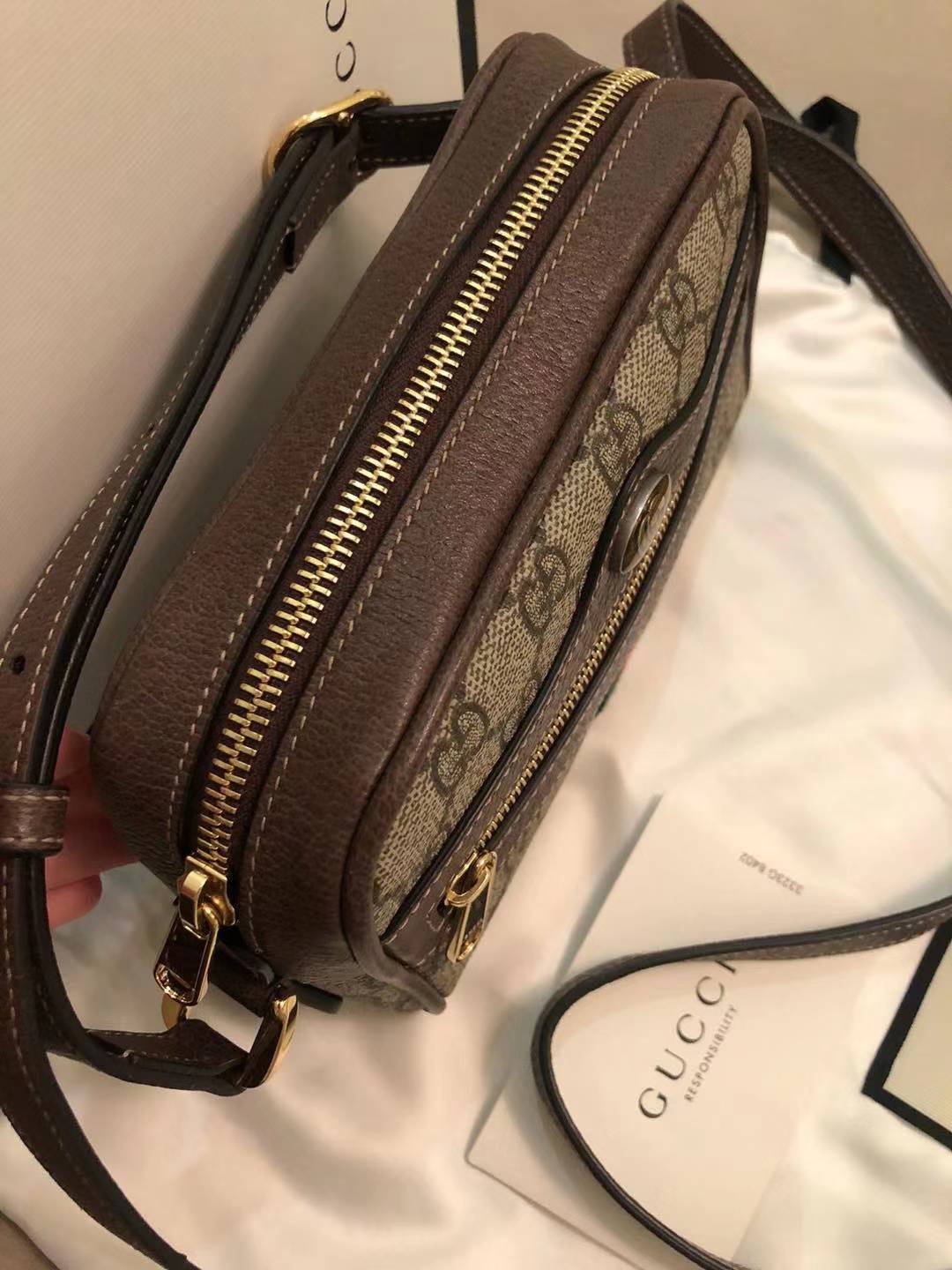 Gucci Ophidia Gg Supreme Mini Bag In Brown