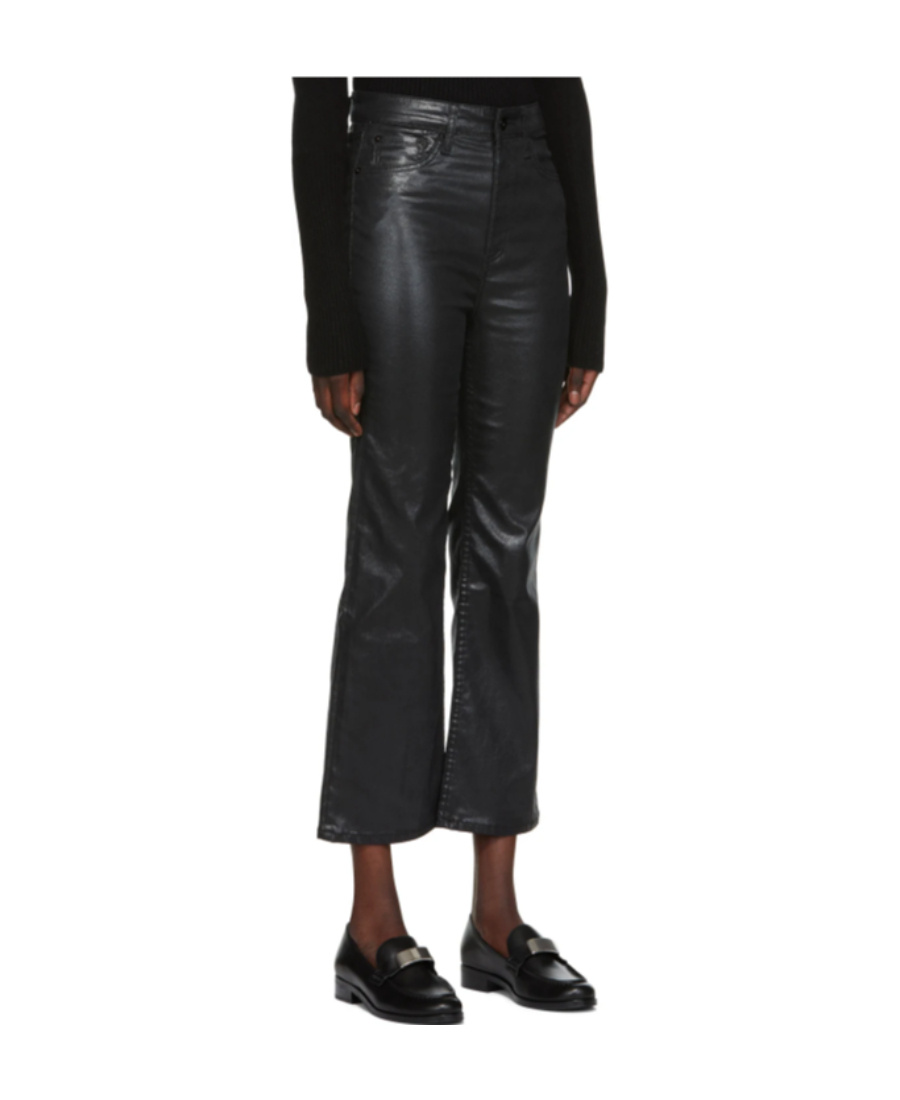 Rag & Bone Casey Coated High-rise Ankle Flare Jean In Black