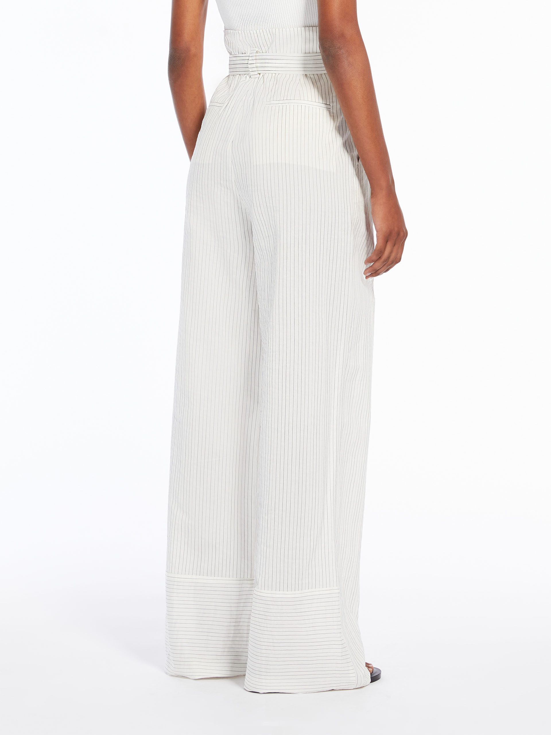 Max Mara Pinstriped Casual Pants In White