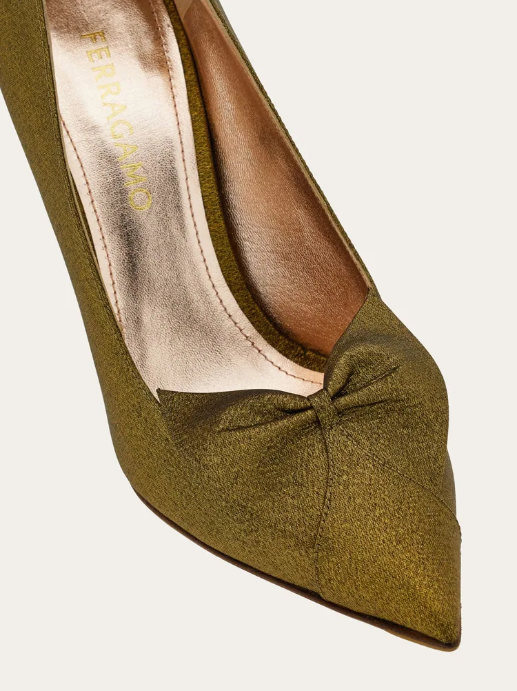 Ferragamo Bowknot Soft-soled High Heels In Green