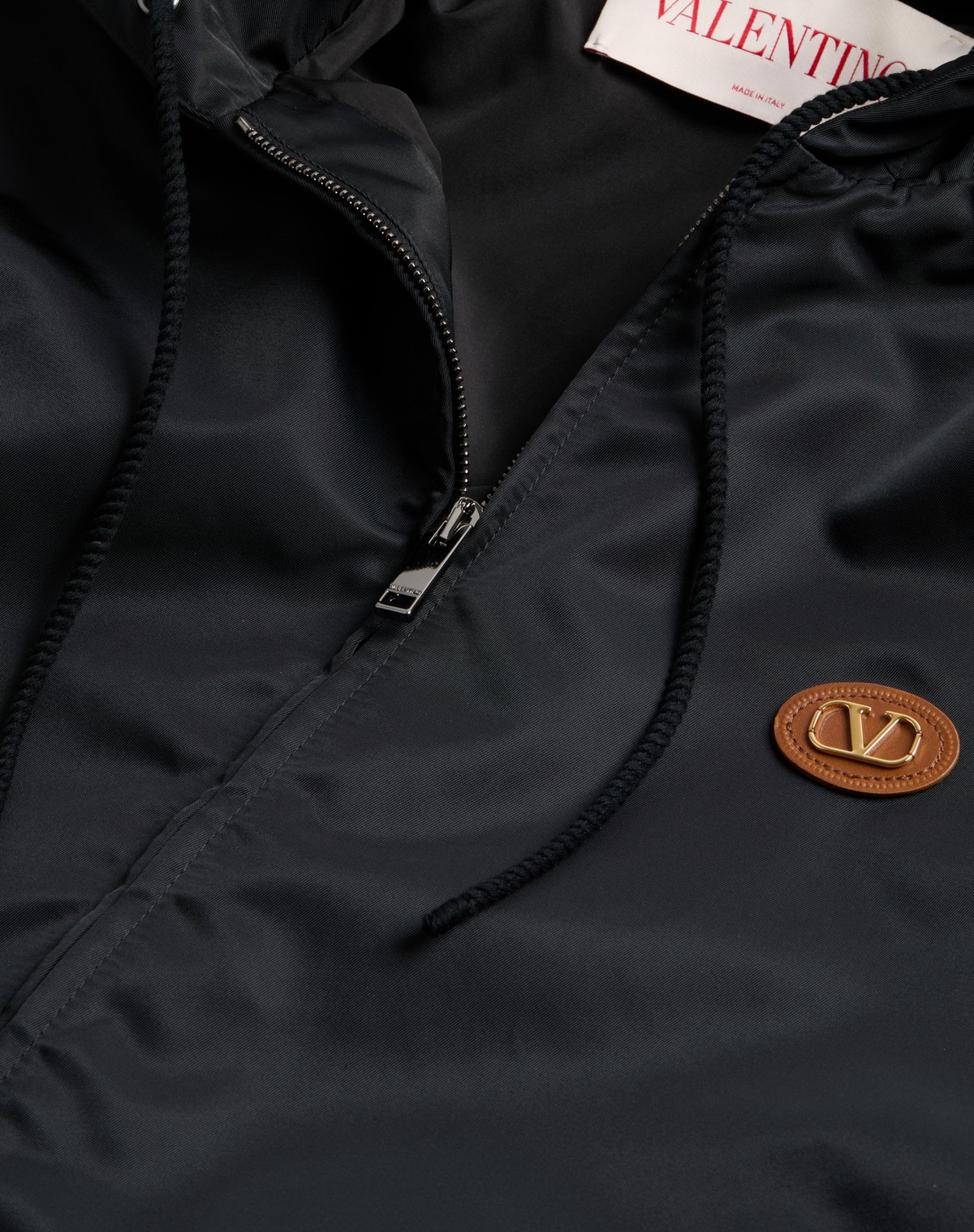 Shop Valentino Nylon Hooded Windbreaker With Vlogo Patch In Black