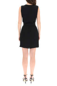 Dsquared2 Belted Silk-crepe Dress In Black