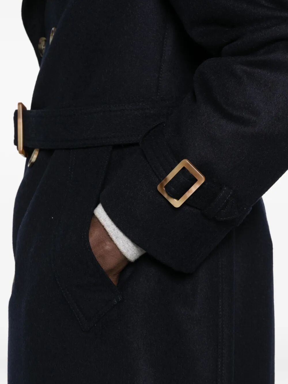 Brunello Cucinelli Double-breasted Belted Coat In Blue
