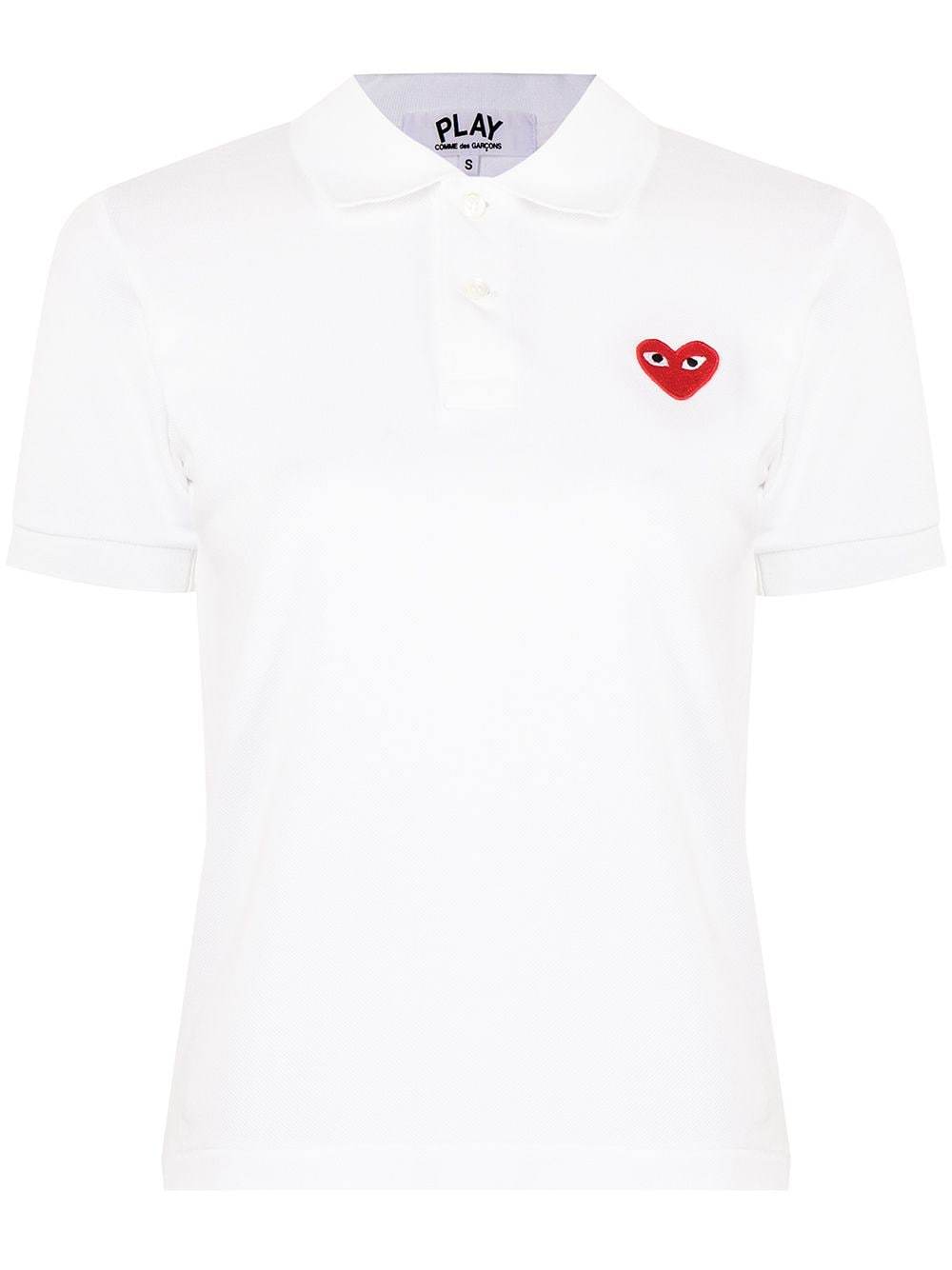 Comme Des Garçons Play Heart Logo-patch Polo Shirt In White