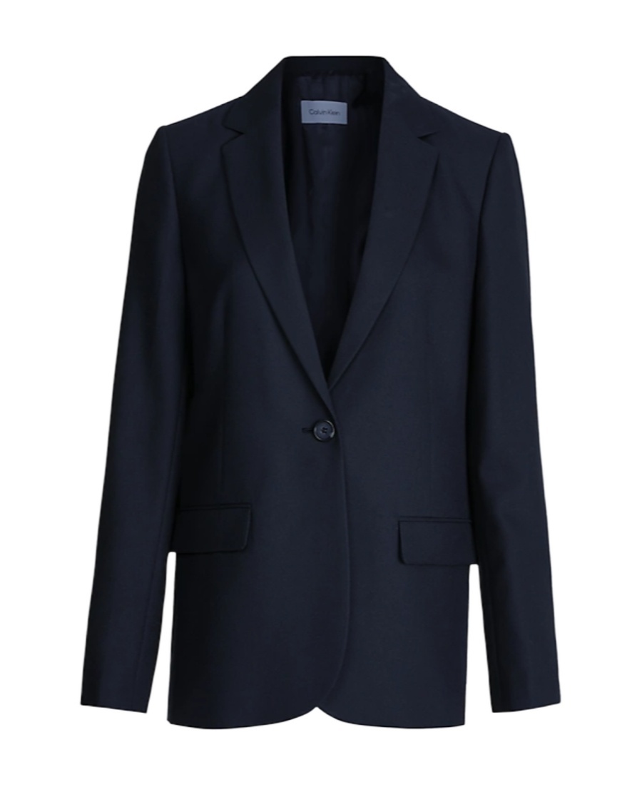 Calvin Klein V-neck Long-sleeved Suit Jacket In Black