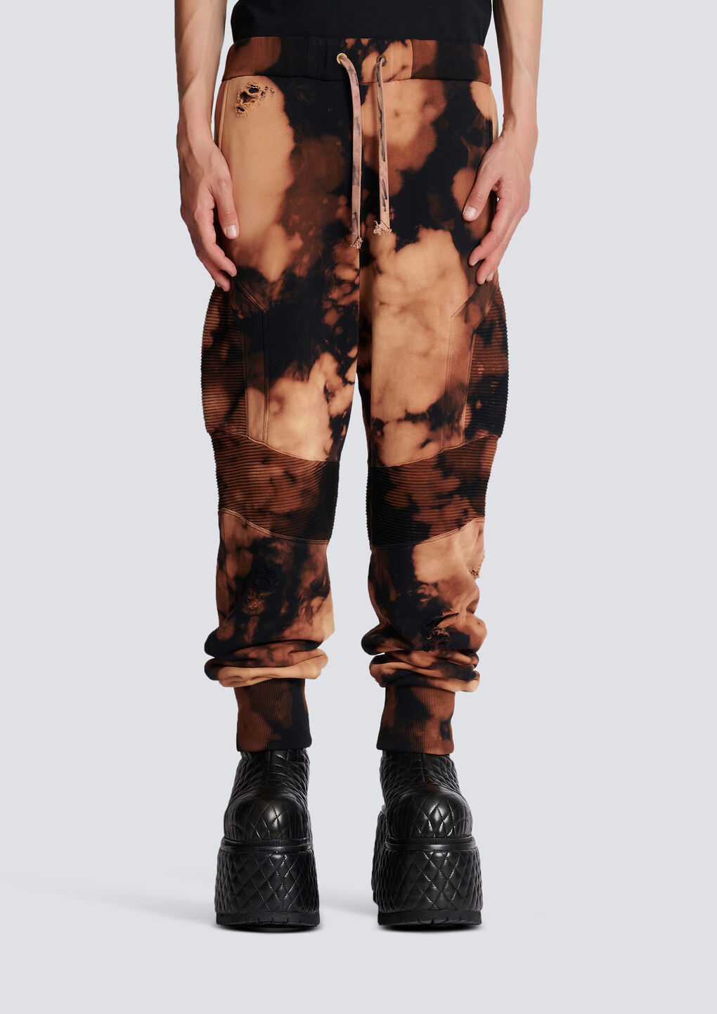 Balmain Cotton Jogging Bottoms With Burnt Print In Multi