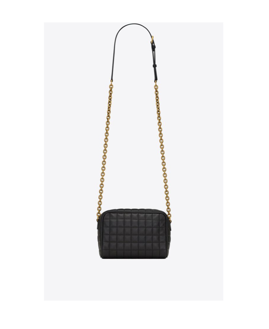 Saint Laurent Women Small Envelope Quilted Grain Leather Bag In Black