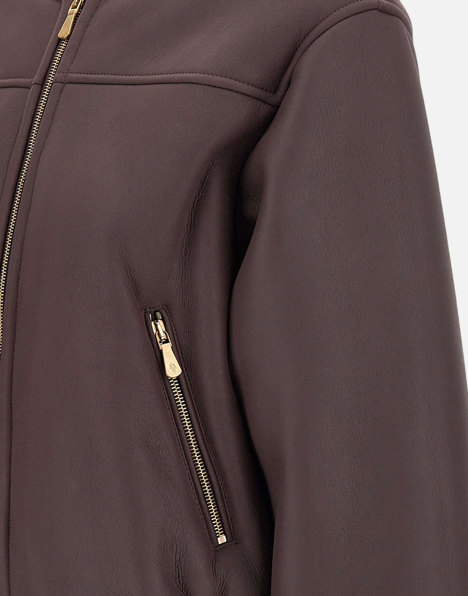 Eleventy Zip-up Sheepskin Bomber Jacket In Brown