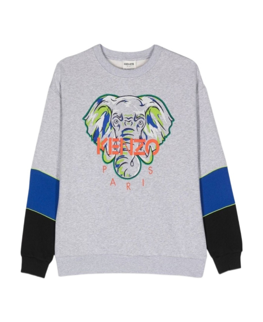 Kenzo Pattern Splicing Sweater In Gray