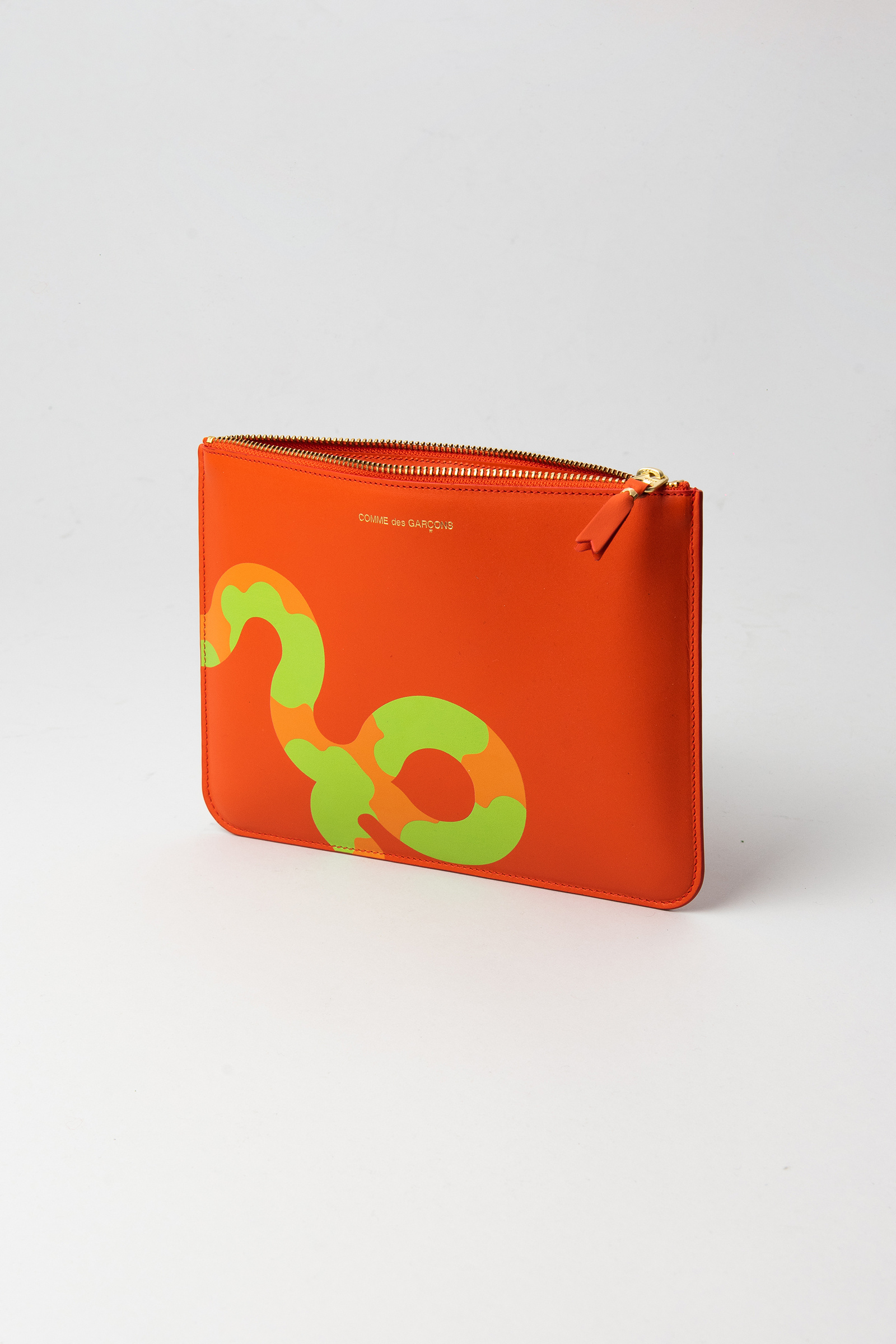 Comme Des Garçons Graphic-print Leather Clutch Bag In Red