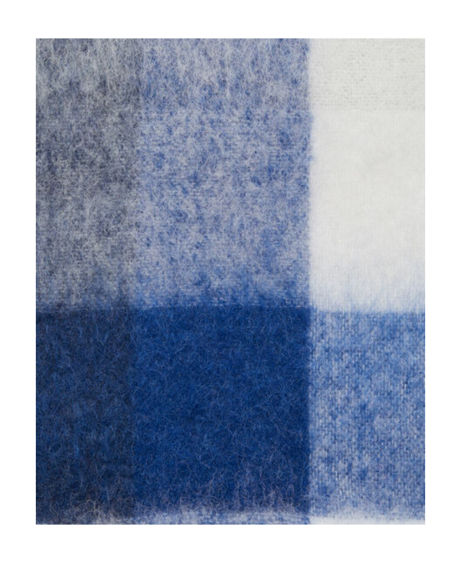 Acne Studios Checked Fringed Scarf In Blue